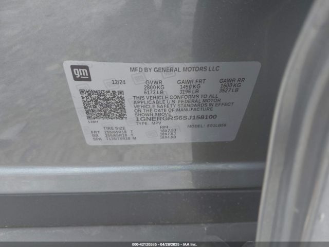 1GNERGRS6SJ158100 Chevrolet Traverse Fwd Lt