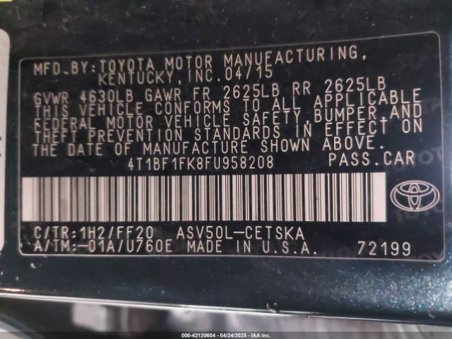 4T1BF1FK8FU958208 Toyota CAMRY SE