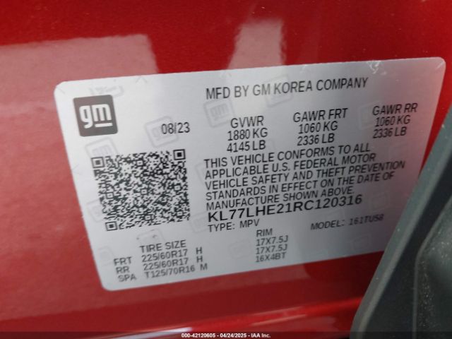 2024 CHEVROLET TRAX KL77LHE21RC120316 Photo 8