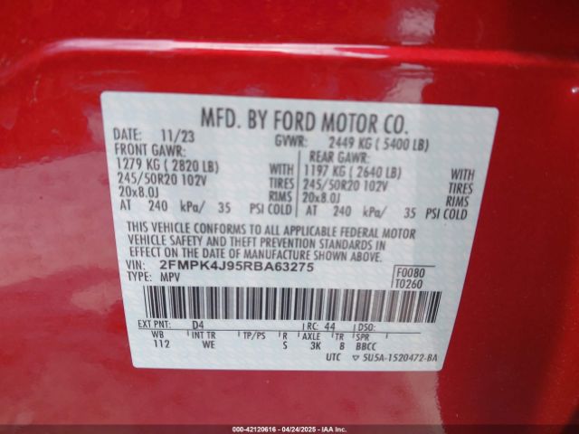 2024 FORD EDGE 2FMPK4J95RBA63275 Photo 8
