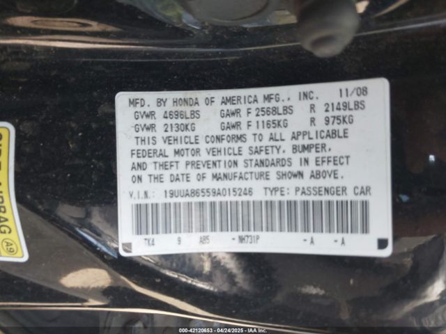 2009 ACURA TL 19UUA86559A015246 Photo 8