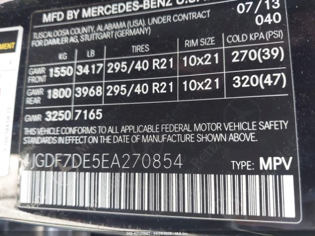 4JGDF7DE5EA270854 Mercedes-Benz Gl 550 4matic