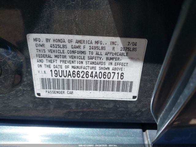 2004 ACURA TL 19UUA66264A060716 Photo 8