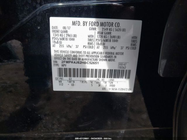 2FMPK4J82HBC52651 Ford EDGE SEL