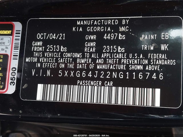5XXG64J22NG116746 KIA K5 Gt-line