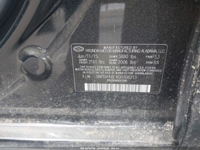 5NPDH4AE4GH708213 Hyundai ELANTRA SE
