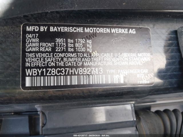 WBY1Z8C37HV892713 BMW I3 94 Ah W/range Extender