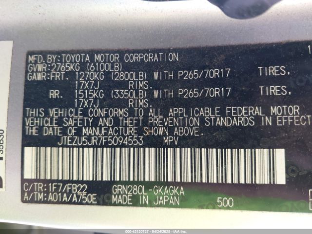 JTEZU5JR7F5094553 Toyota 4RUNNER SR5