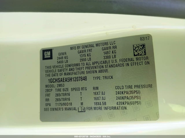 1GCHSAEA5H1207848 Chevrolet Colorado