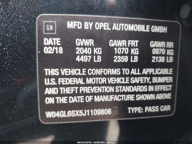 W04GL6SX5J1109806 Buick Regal Sportback Preferred
