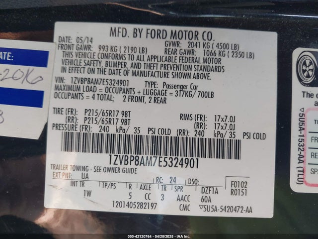 1ZVBP8AM7E5324901 Ford Mustang V6