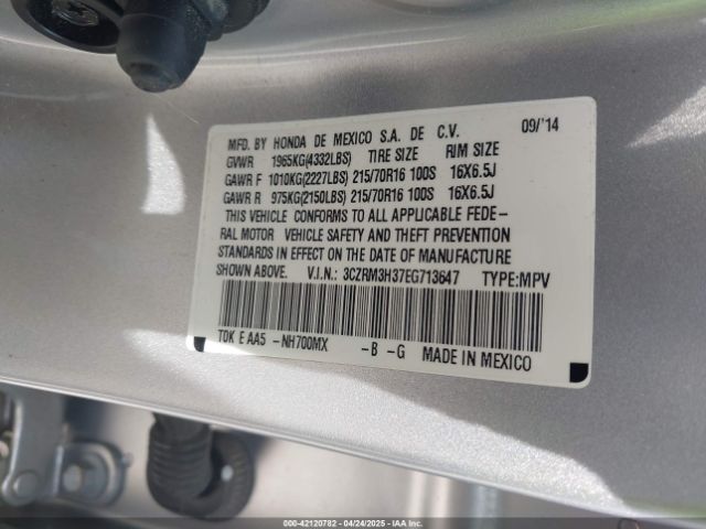 3CZRM3H37EG713647 Honda k24z7