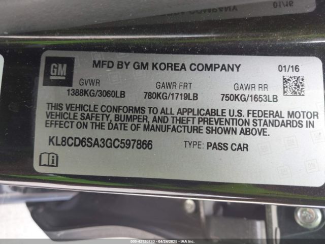 KL8CD6SA3GC597866 Chevrolet Spark 1lt Cvt