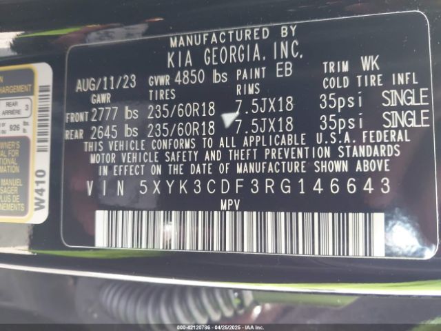 5XYK3CDF3RG146643 KIA Sportage Ex
