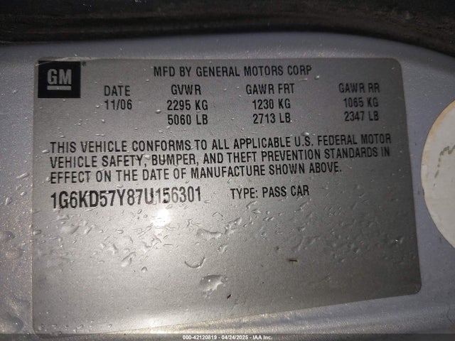 2007 CADILLAC DTS 1G6KD57Y87U156301 Photo 8
