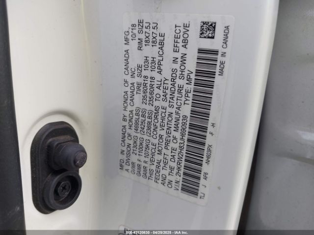 2HKRW2H83JH690939 Honda Cr-v Ex-l/ex-l Navi