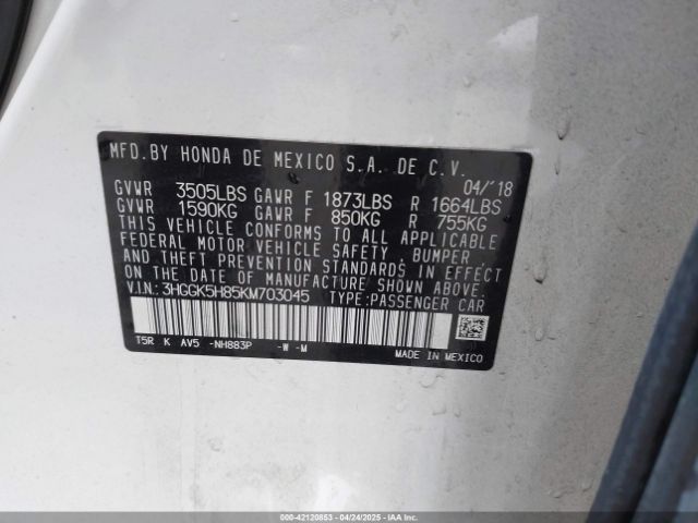 3HGGK5H85KM703045 Honda FIT EX