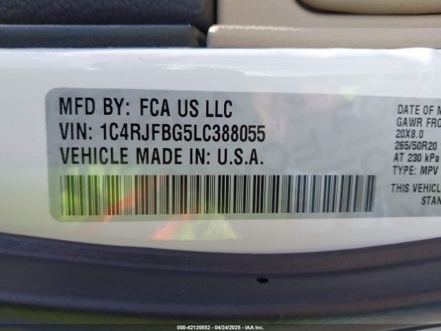 2020 JEEP GRAND CHEROKEE 1C4RJFBG5LC388055 Photo 8