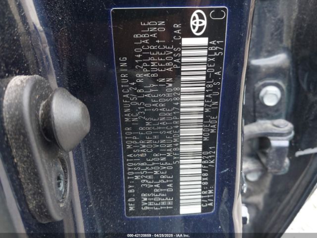 5YFB4MDE4RP174828 Toyota COROLLA LE