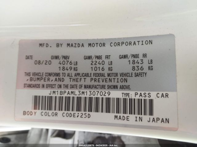 JM1BPAML3M1307029 Mazda Mazda3 Premium