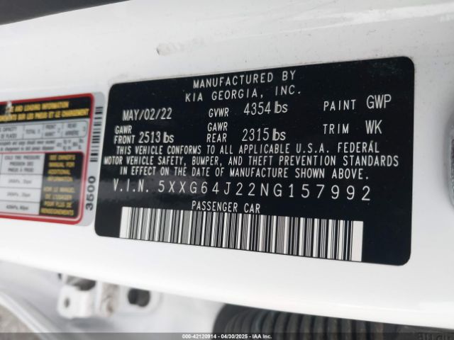 5XXG64J22NG157992 KIA K5 Gt-line