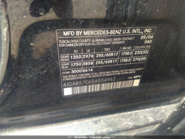 2005 MERCEDES-BENZ ML 350 4JGAB57E65A554962 Photo 8