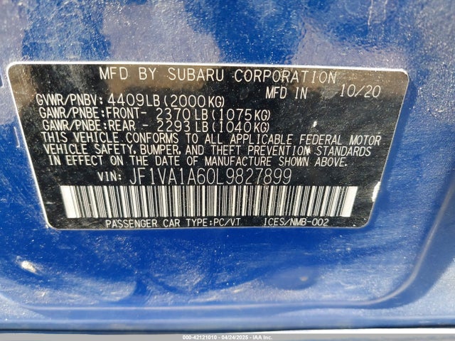 JF1VA1A60L9827899 Subaru dib