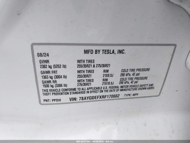 2024 TESLA MODEL Y 7SAYGDEFXRF170662 Photo 8