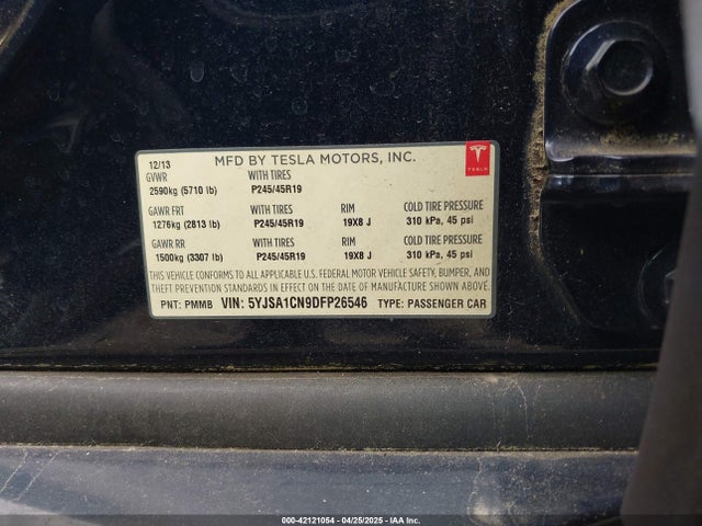2013 TESLA MODEL S 5YJSA1CN9DFP26546 Photo 8