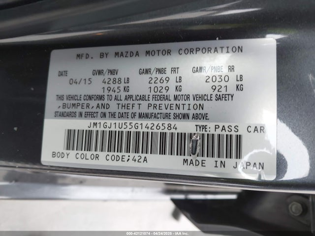 JM1GJ1U55G1426584 Mazda Mazda6 I Sport