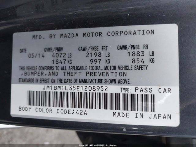 JM1BM1L35E1208952 Mazda Mazda3 S Touring
