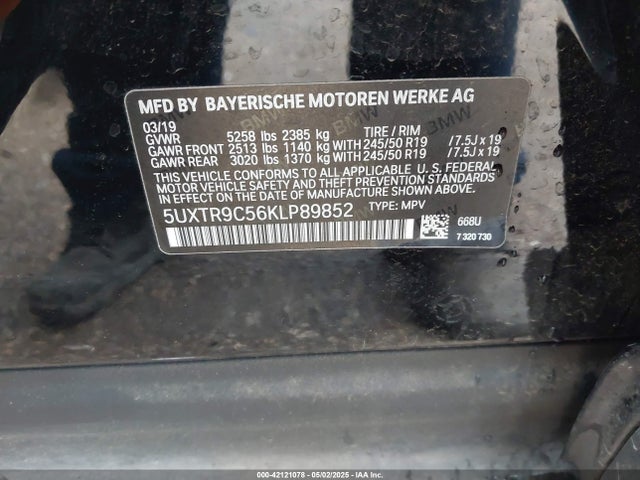 5UXTR9C56KLP89852 BMW X3 Xdrive30i