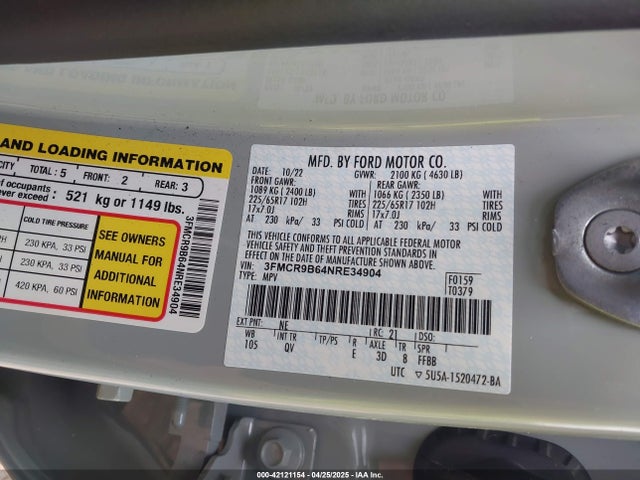 3FMCR9B64NRE34904 Ford Bronco Sport Big Bend