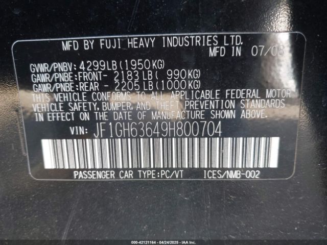 2009 SUBARU IMPREZA OUTBACK SPORT JF1GH63649H800704 Photo 8