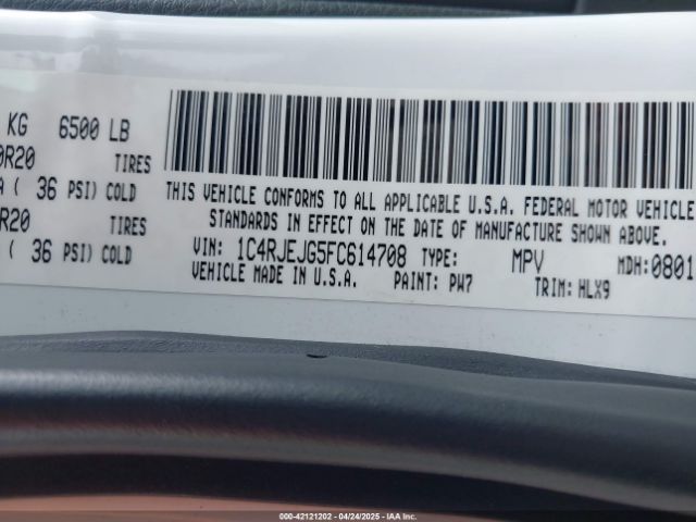 1C4RJEJG5FC614708 Jeep Grand Cherokee Summit