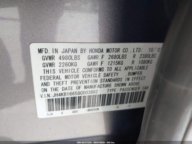 2008 ACURA RL JH4KB16658C003862 Photo 8