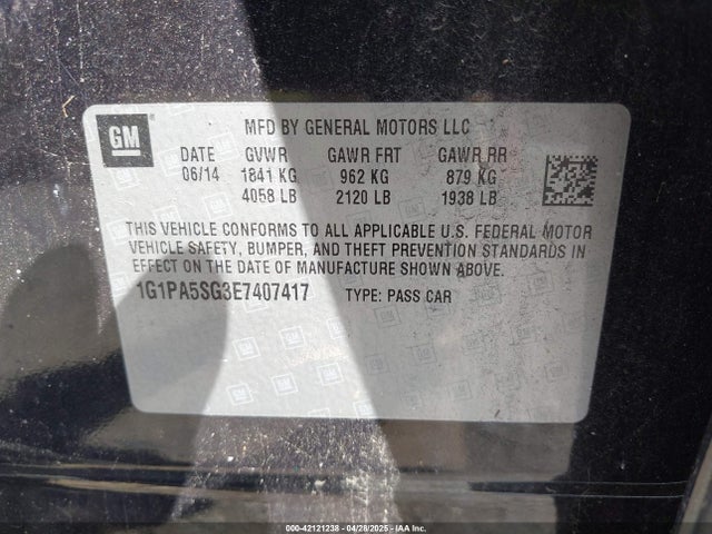 1G1PA5SG3E7407417 Chevrolet Cruze Ls Auto