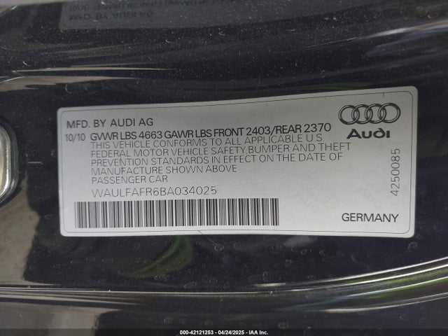 2011 AUDI A5 WAULFAFR6BA034025 Photo 8