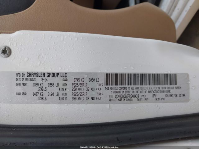2C4RDGCG2FR548433 Dodge Grand Caravan Sxt