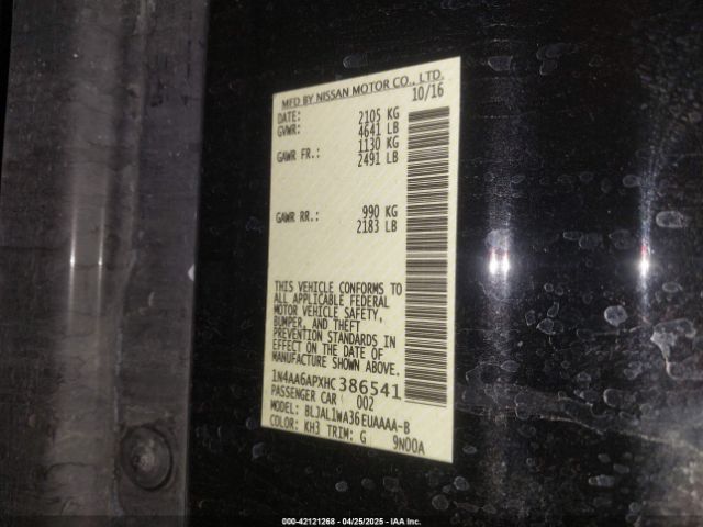 1N4AA6APXHC386541 Nissan Maxima 3.5 Sr