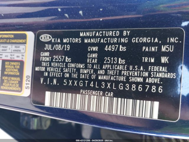 5XXGT4L3XLG386786 KIA Optima Lx