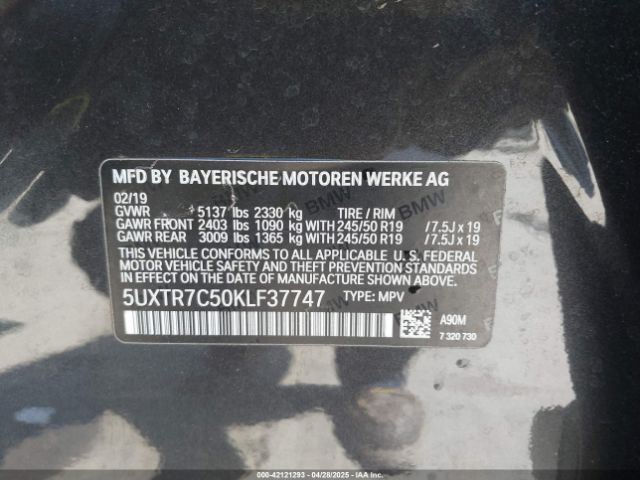 5UXTR7C50KLF37747 BMW X3 Sdrive30i