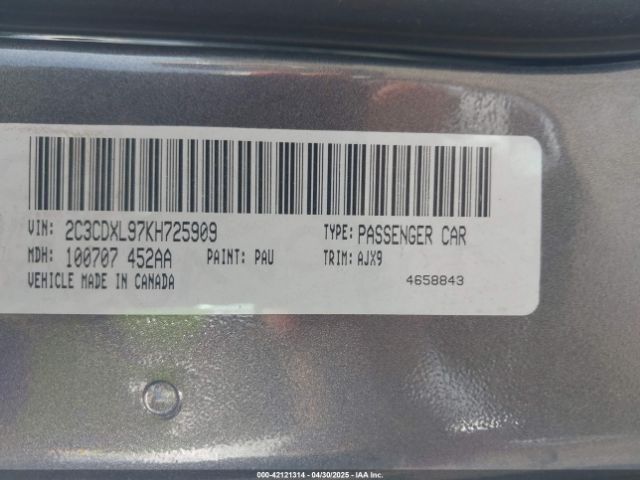 2C3CDXL97KH725909 Dodge Charger Srt Hellcat Rwd