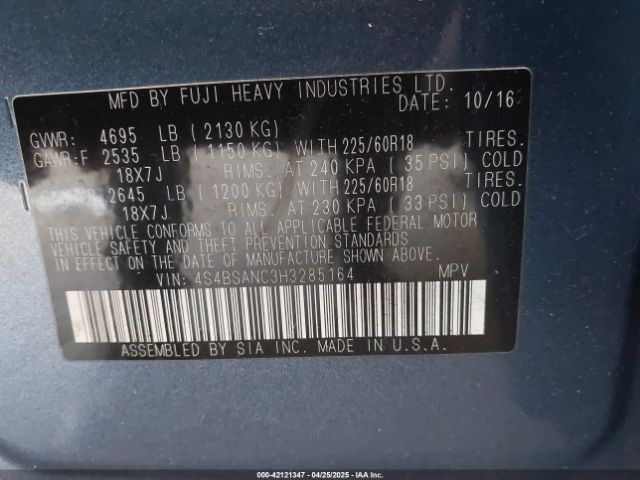 4S4BSANC3H3285164 Subaru Outback 2.5i Limited