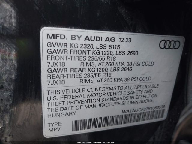 WA1AUCF32R1083539 Audi Q3 Premium 40 Tfsi Quattro Tiptronic