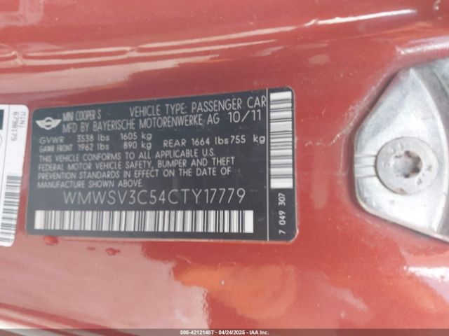 2012 MINI COOPER S WMWSV3C54CTY17779 Photo 8