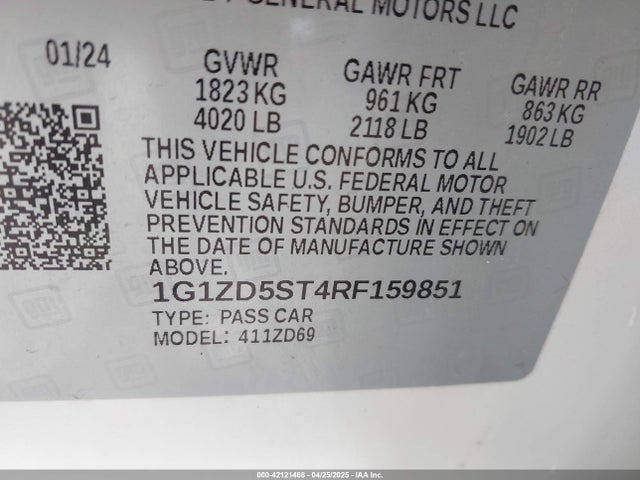 1G1ZD5ST4RF159851 Chevrolet Malibu Fwd 1lt