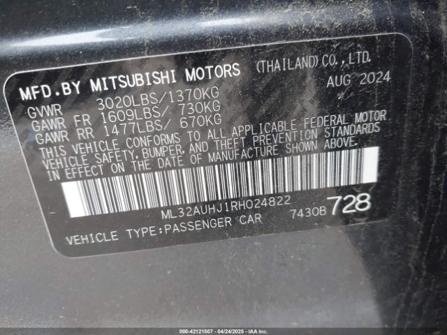 ML32AUHJ1RH024822 Mitsubishi Mirage Es/le