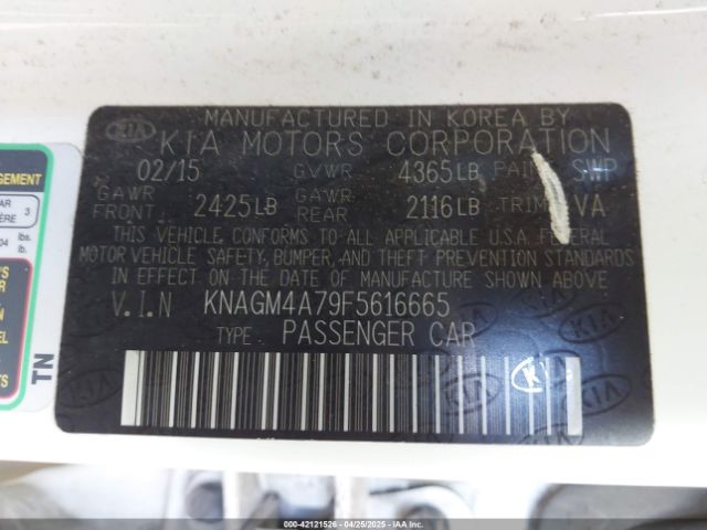 KNAGM4A79F5616665 KIA Optima Lx