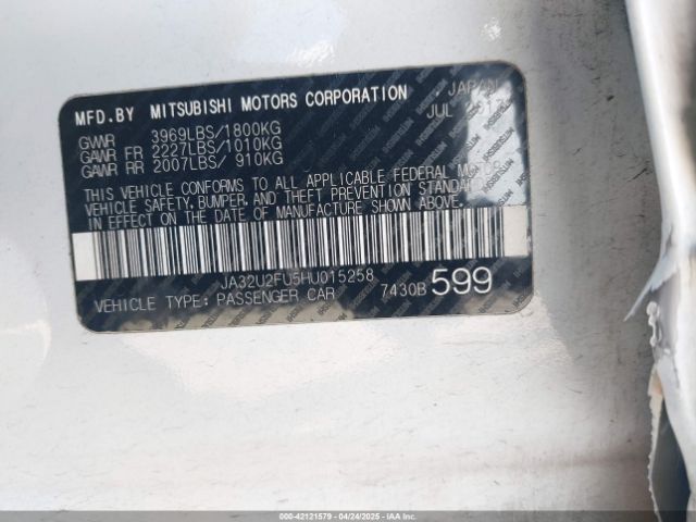 JA32U2FU5HU015258 Mitsubishi Lancer Le